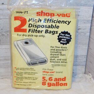 SHOP VAC High Efficiency Bags  2 Unopen 5,6,8 Gallon  *